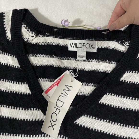 NEW Wildfox [ Large ] Optic Stripe Leanne‎ Sweater in Night Vanilla - Picture 8 of 12